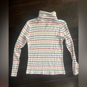 WOMENS VINTAGE Striped Rainbow 🌈 Turtle Neck 70s multicolor women’s M S cream